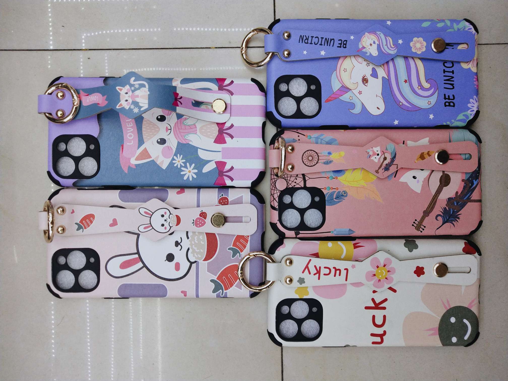Drop proof half-pack wrist strap phone case