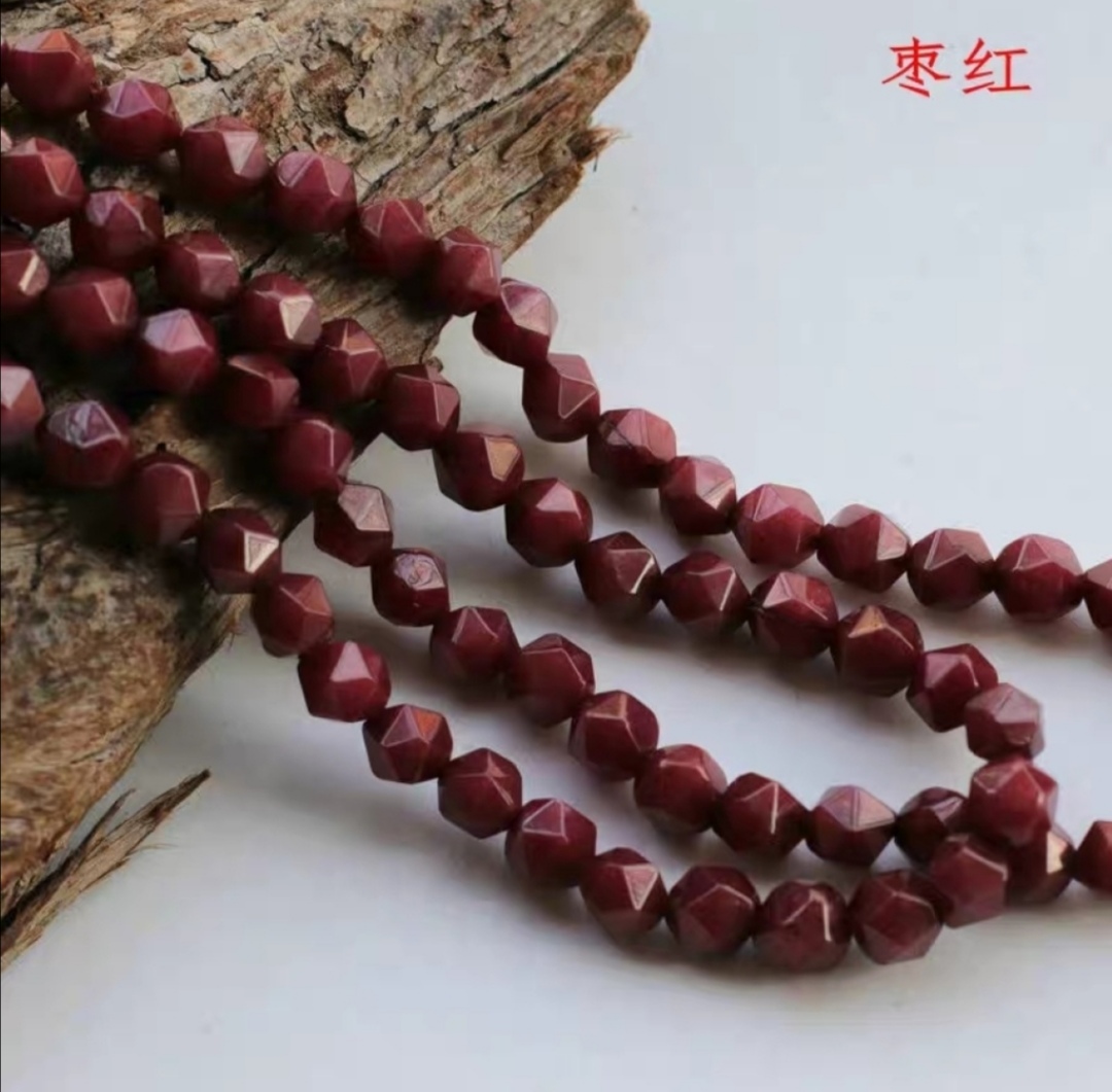 6-8mm natural white marble cut surface scattered beads and string strips, diamond-cut surface handmade material DIY jewelry accessories Specification image