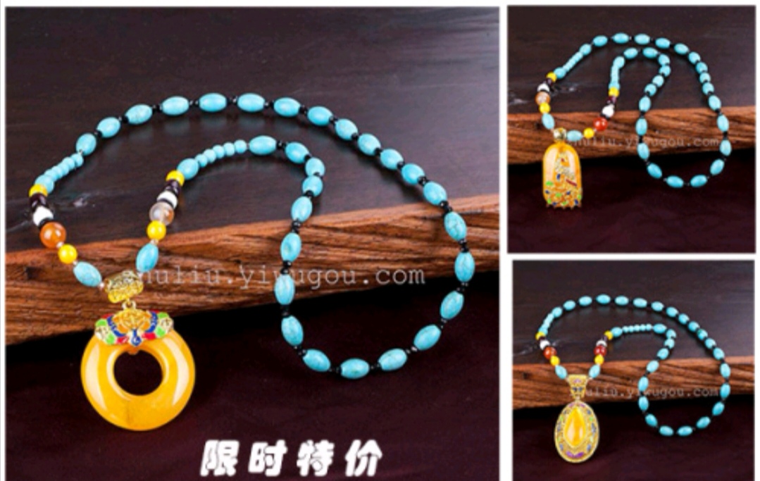 Natural amber and old beeswax necklace, sweater chain, long autumn pendant for women, pendant, ethnic style jewelry