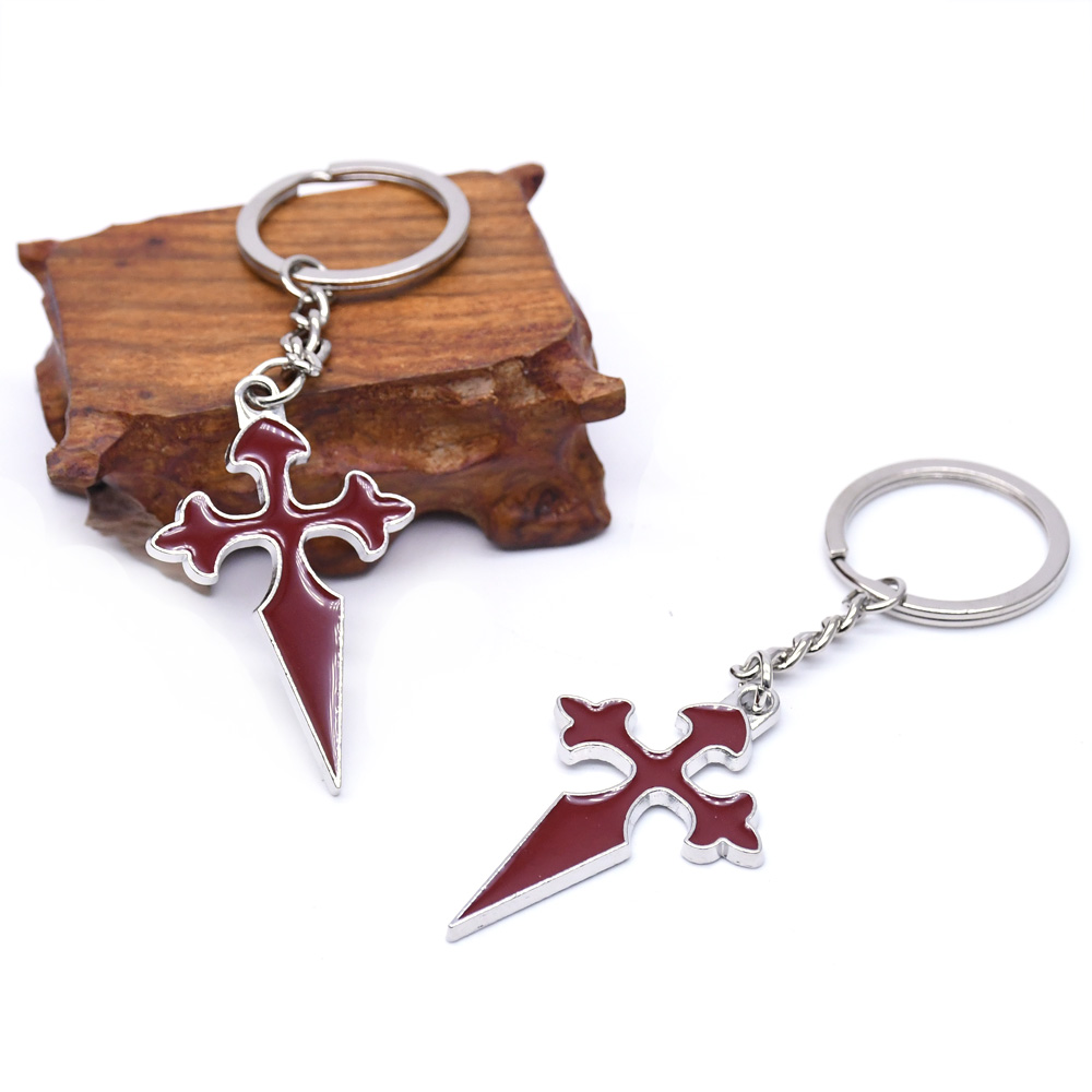 Red Cross keychain pendant ring, church sacred object gift Application Scenario
