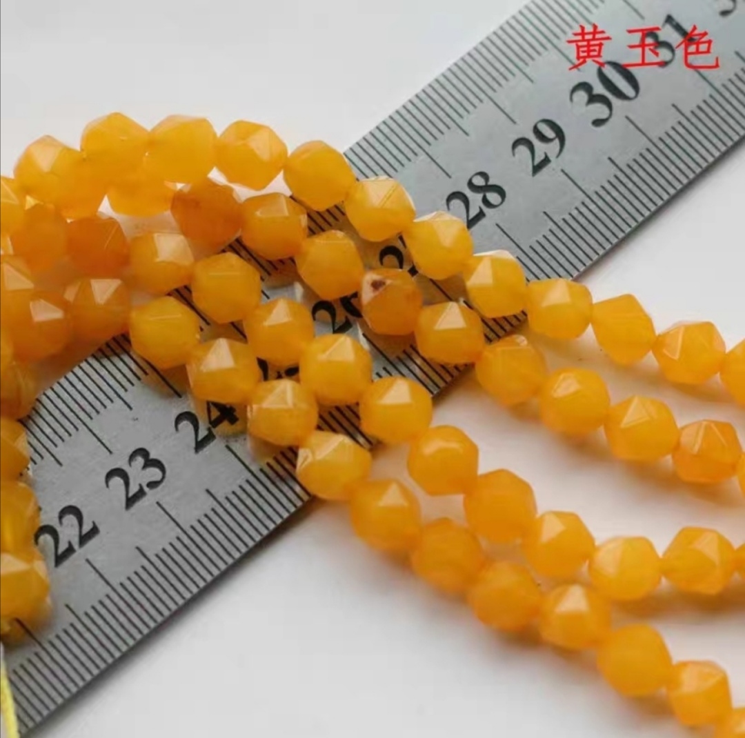 6-8mm natural white marble cut surface scattered beads and string strips, diamond-cut surface handmade material DIY jewelry accessories undefined