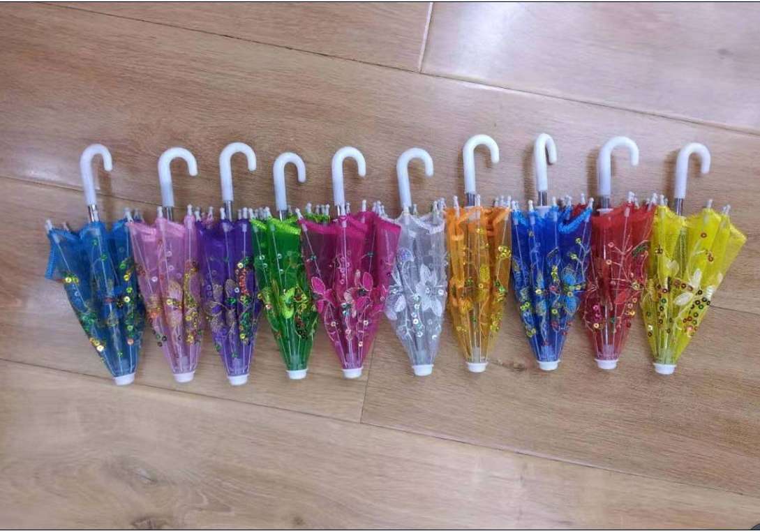 815烫金伞网纱电脑刺绣伞铁杆架子摆件绣花伞儿童小伞详情图6