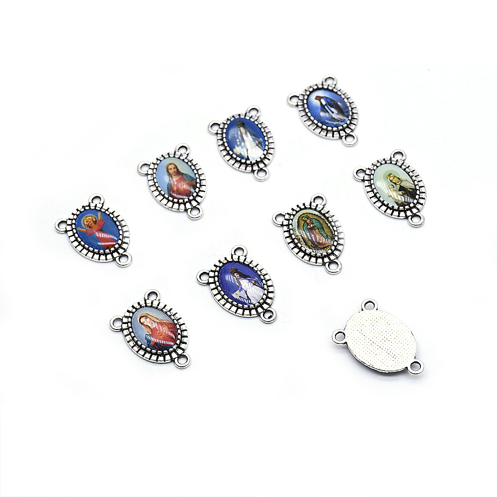 Bayou (10 unidades por paquete) santo padre virgen iconos azulejos triangulares rosarios collar accesorios tres agujeros accesorios DIY accesorios undefined