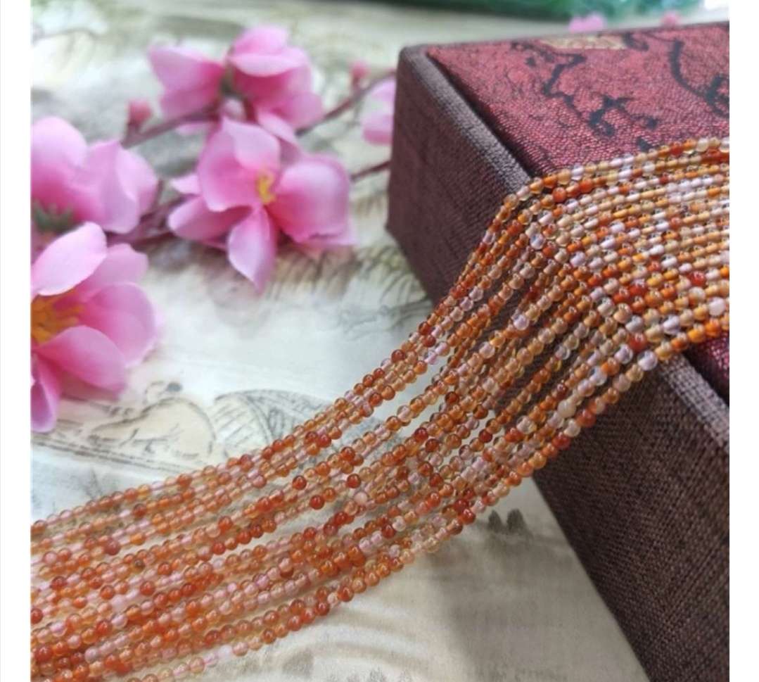 Natural black and red agate beads 2mm to 3mm, chalcedony greenish-blue millet beads, DIY hand-woven crystal beads Specification image