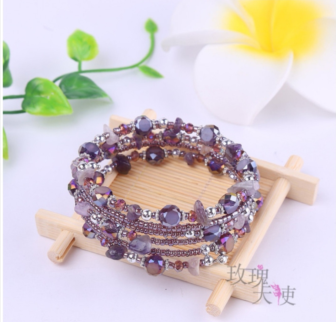 A popular Korean-style natural stone multi-ring bracelet Item Picture