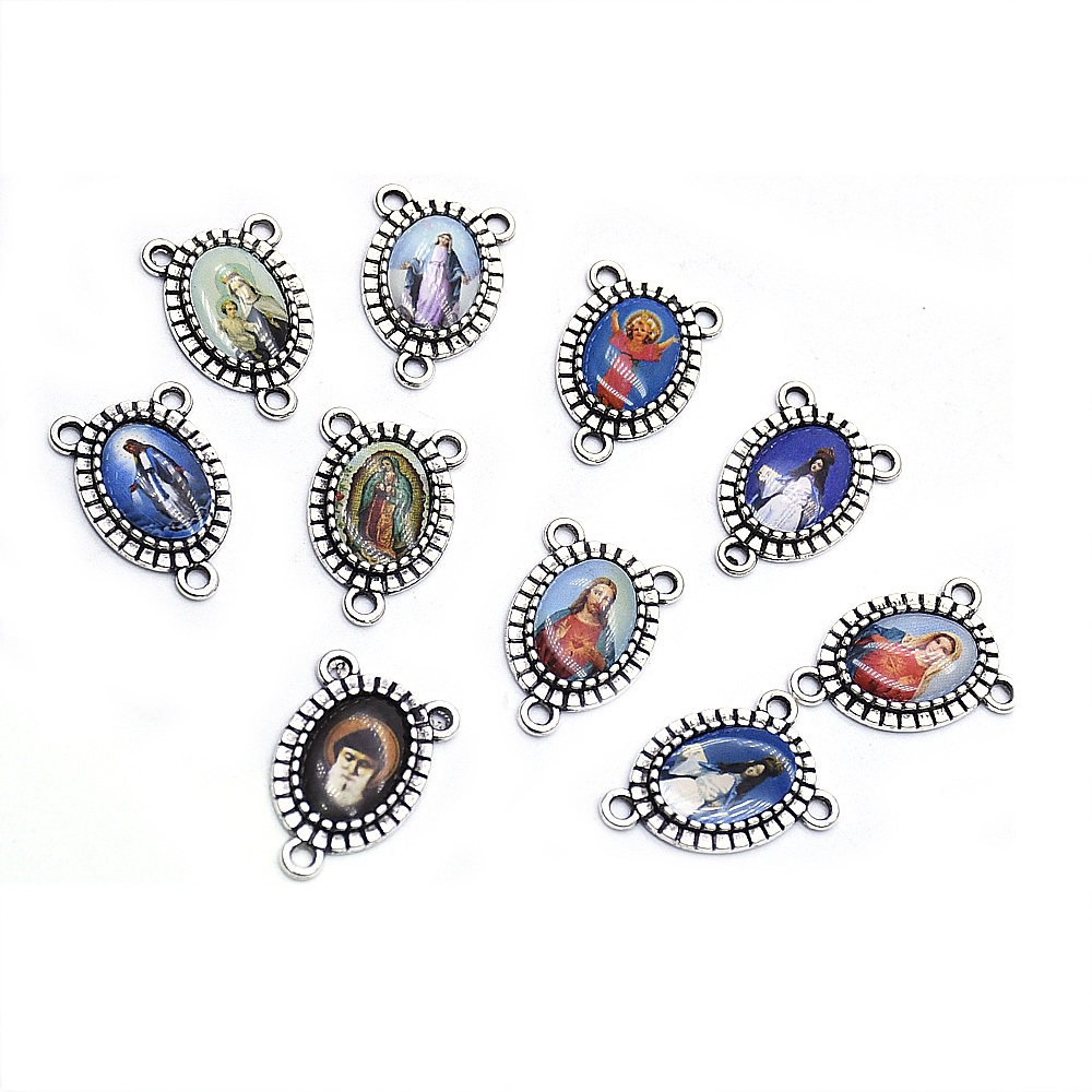 Bayou (10 unidades por paquete) santo padre virgen iconos azulejos triangulares rosarios collar accesorios tres agujeros accesorios DIY accesorios undefined