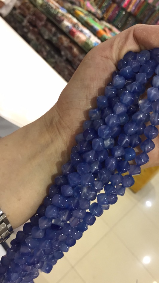 天然玛瑙晶透对角 方块 直播  抖音爆款DIY材料白底实物图