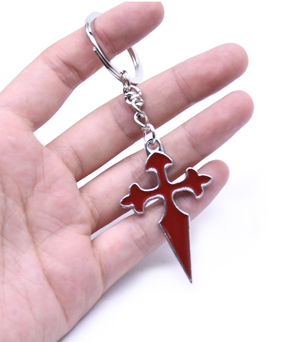 Red Cross keychain pendant ring, church sacred object gift undefined