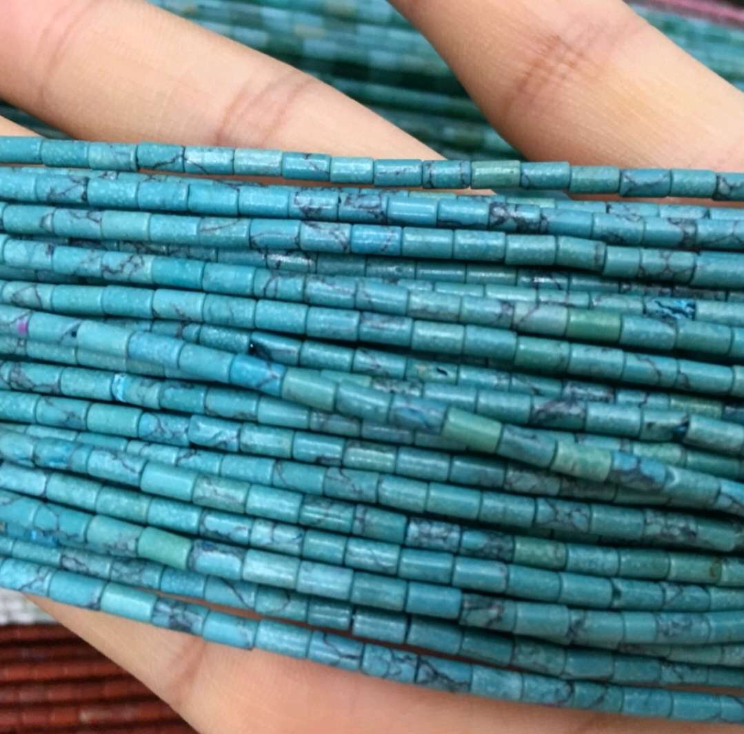 Natural 2*4mm bucket beads, turquoise, green agate, red agate, lapis lazuli, tiger-eye black agate, loose beads, long chain, DIY material by hand Application Scenario