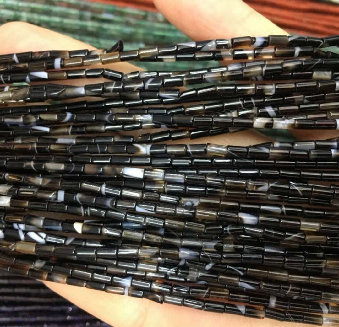 Natural 2*4mm bucket beads, turquoise, green agate, red agate, lapis lazuli, tiger-eye black agate, loose beads, long chain, DIY material by hand Item Picture