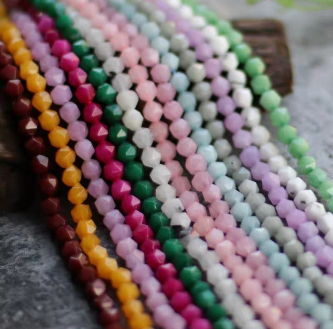 6-8mm natural white marble cut surface scattered beads and string strips, diamond-cut surface handmade material DIY jewelry accessories