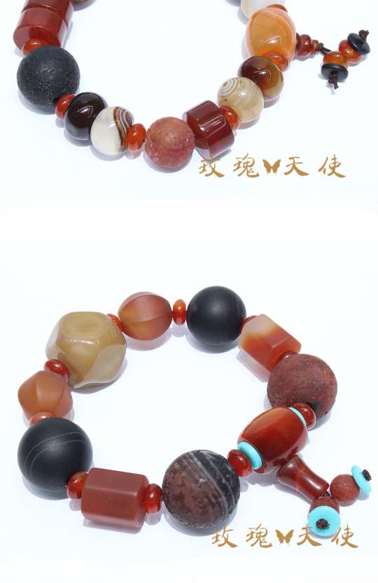 The new Rose Angel matte black weathered pattern agate bracelet, a high-quality natural agate men's bracelet, is now available for wholesale at street stalls undefined