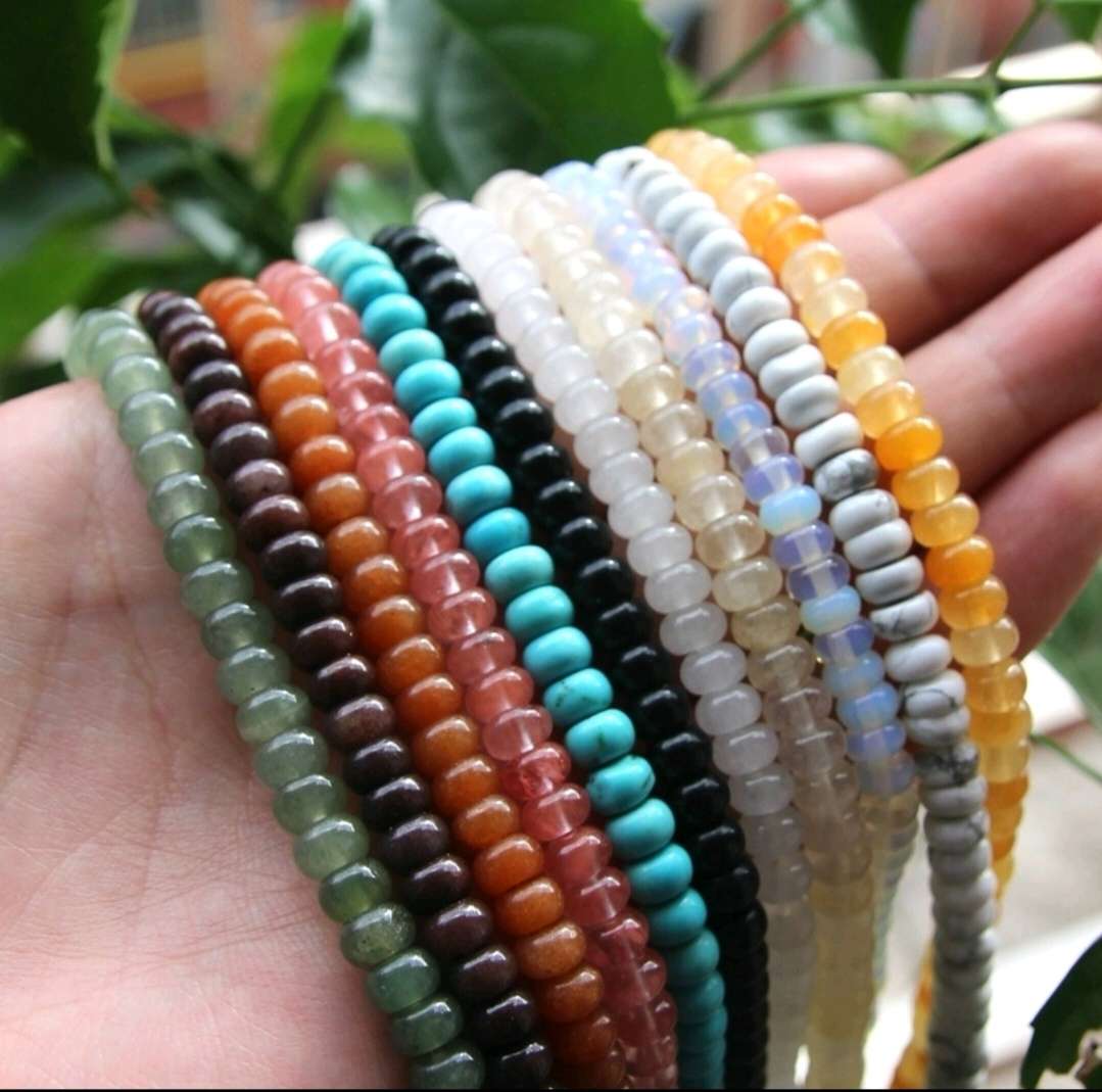 DIY materials: 4mm, 6mm, 8mm abacus beads, natural white quartz/rose quartz/gray-black agate/white turquoise, etc