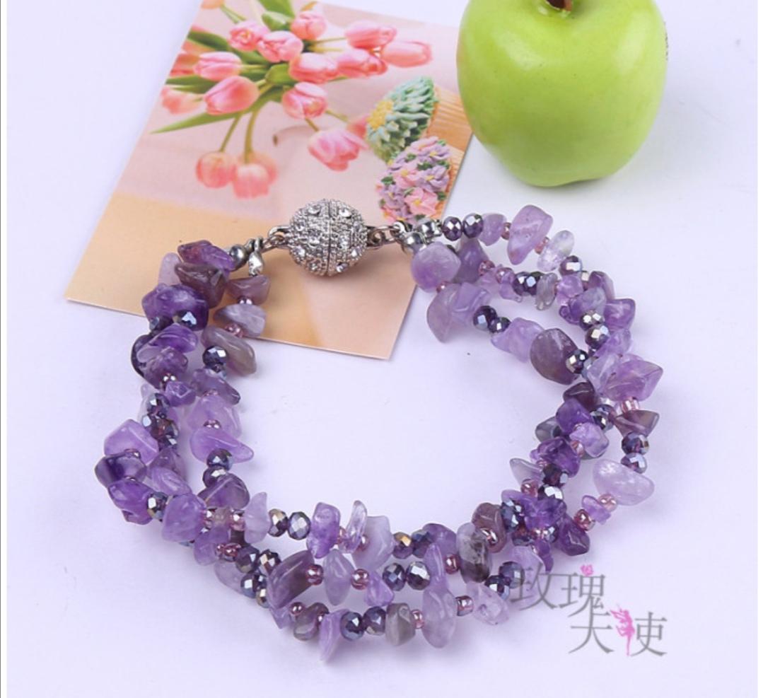Cristal natural grava ágata pulsera mujer multicapa imán hebilla pulsera burst Item Picture