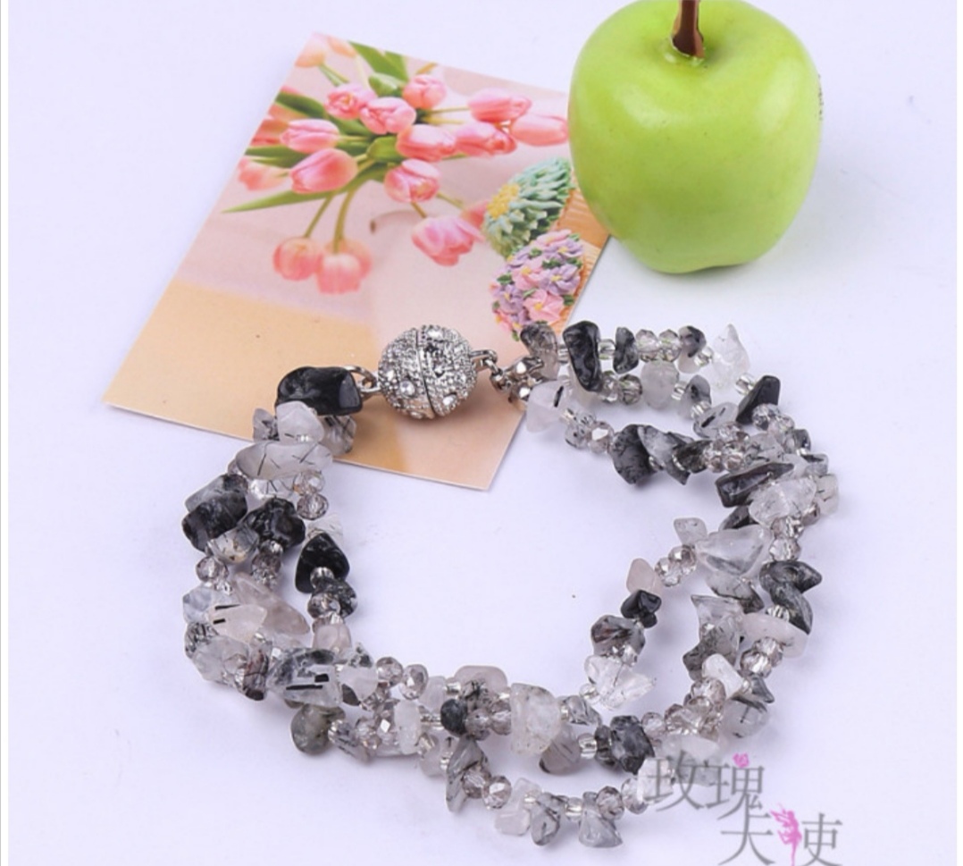 Cristal natural grava ágata pulsera mujer multicapa imán hebilla pulsera burst undefined
