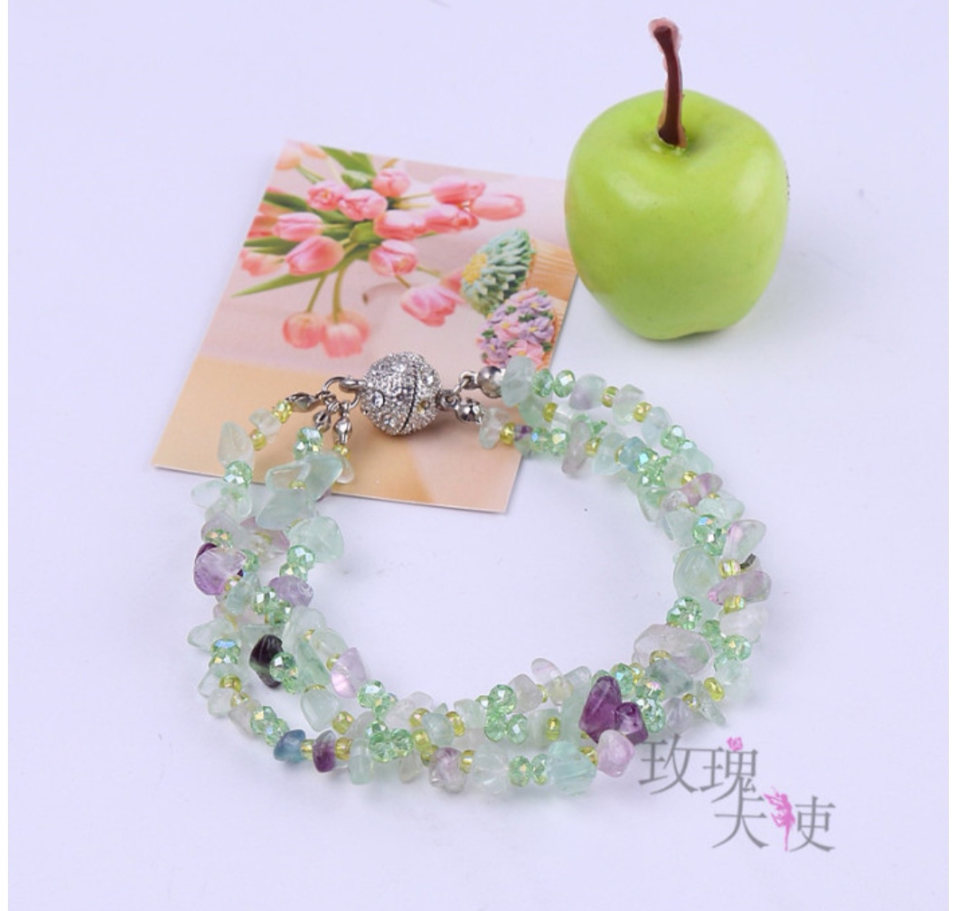 Cristal natural grava ágata pulsera mujer multicapa imán hebilla pulsera burst details Picture