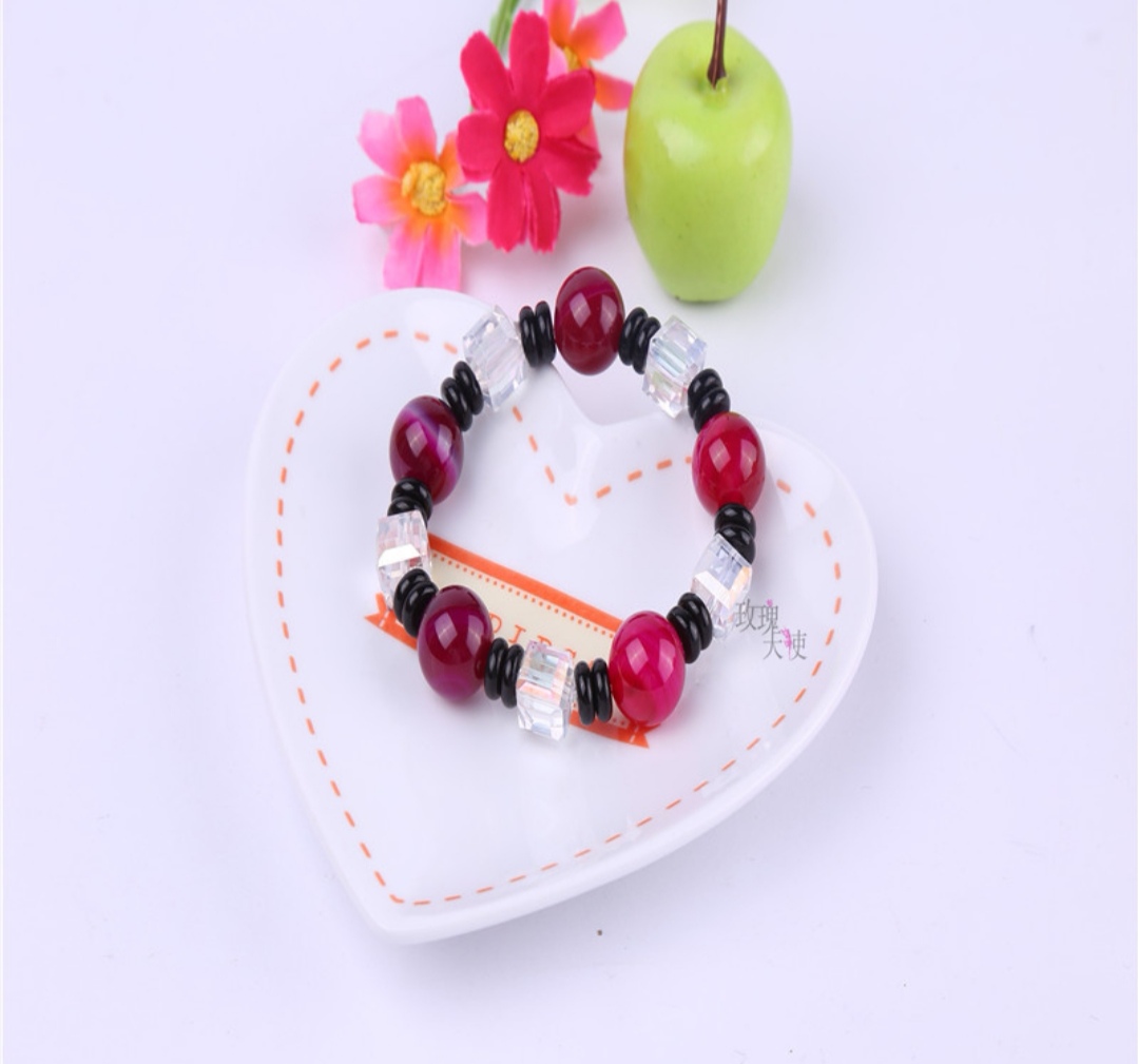 Rose Angel Natural Agate Crystal Square Bracelet Korean version Women's DIY accessory undefined