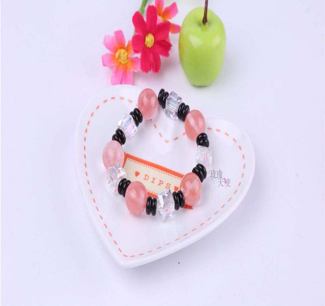 Rose Angel Natural Agate Crystal Square Bracelet Korean version Women's DIY accessory Specification image