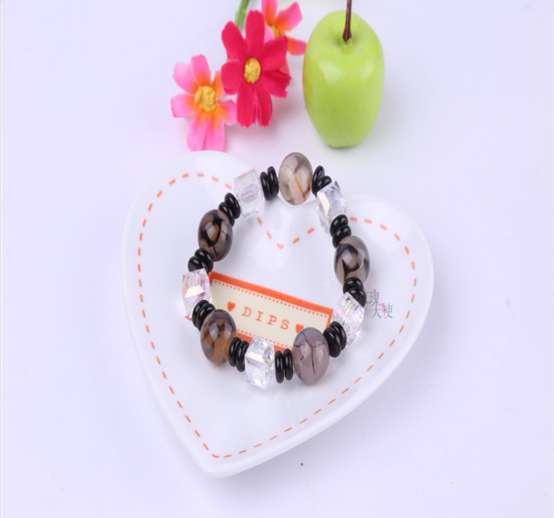 Rose Angel Natural Agate Crystal Square Bracelet Korean version Women's DIY accessory details Picture