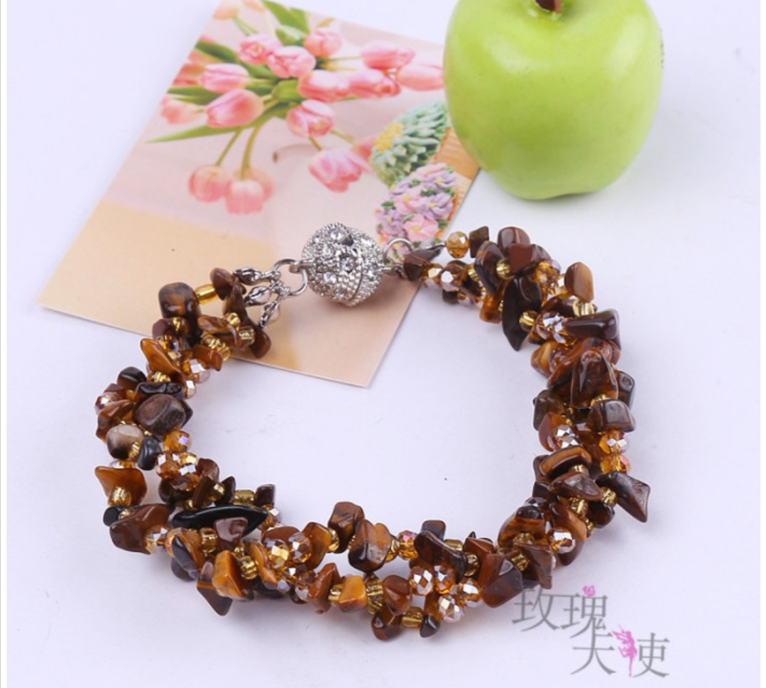 Cristal natural grava ágata pulsera mujer multicapa imán hebilla pulsera burst undefined