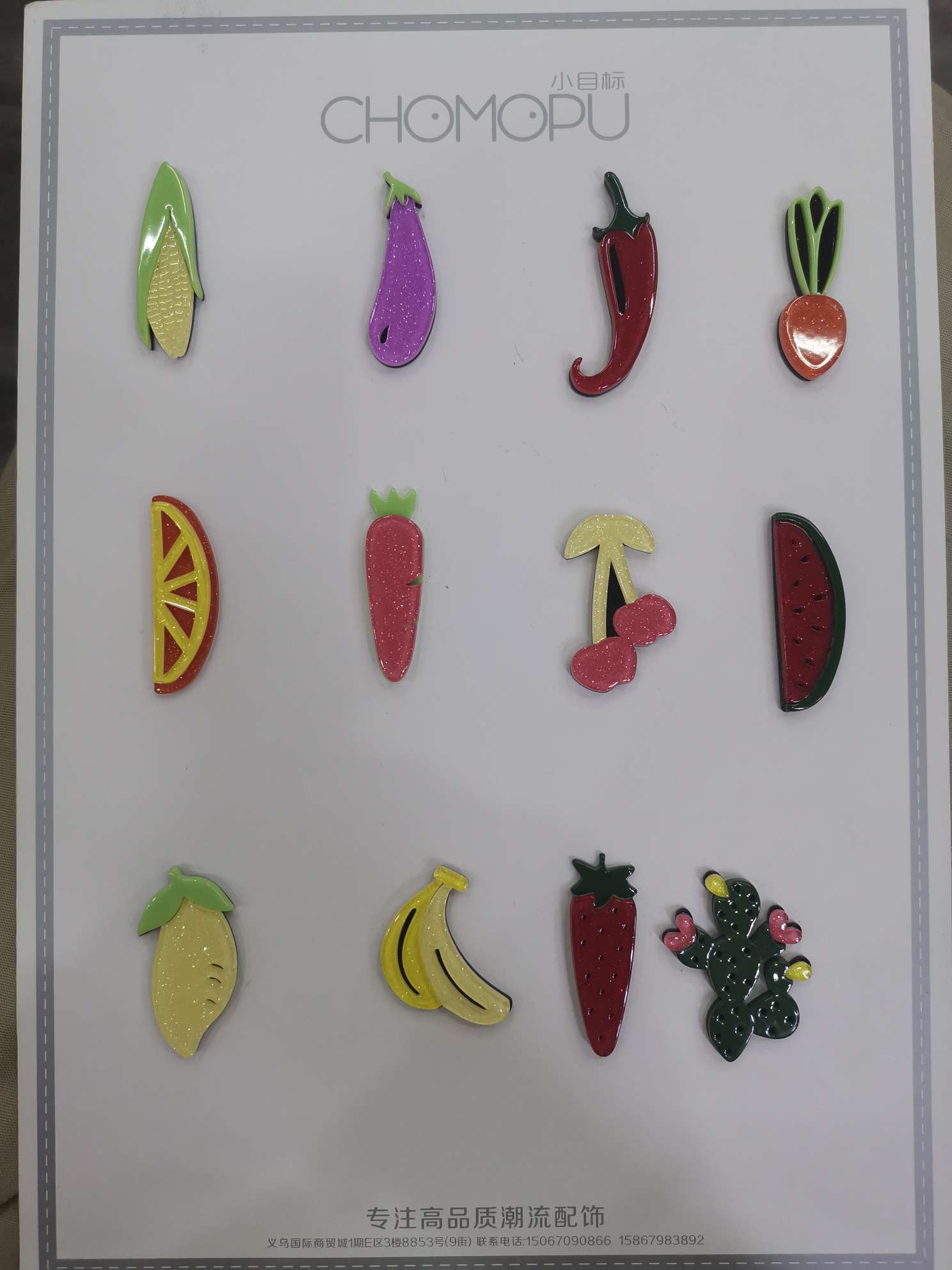 Popular acrylic double-piece fruit series jewelry accessories