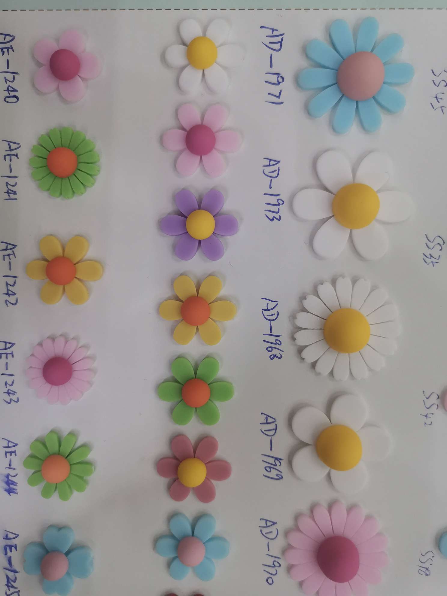 A popular and highly sought-after acrylic accessory featuring six-petal daisies details Picture