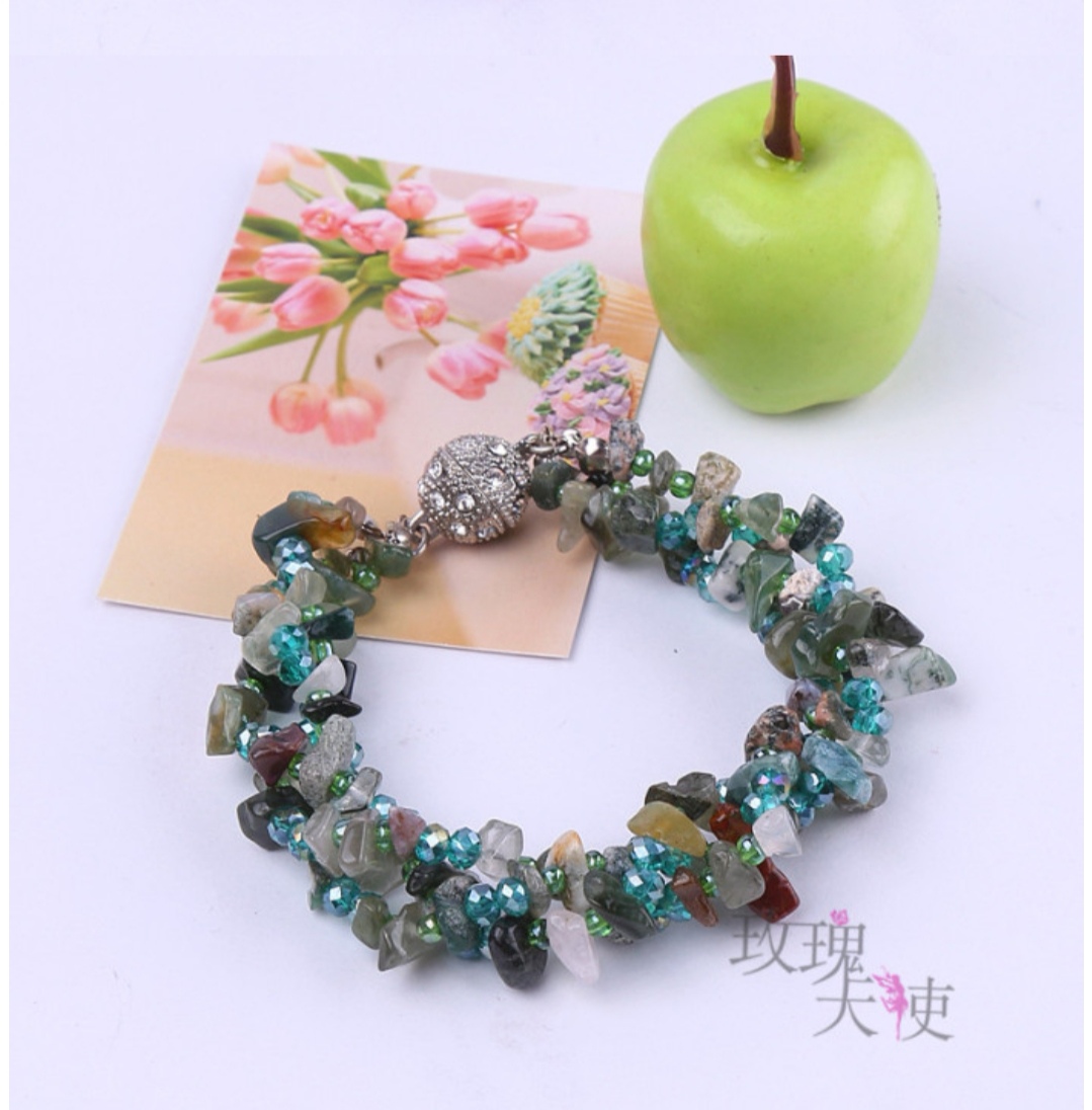 Cristal natural grava ágata pulsera mujer multicapa imán hebilla pulsera burst undefined