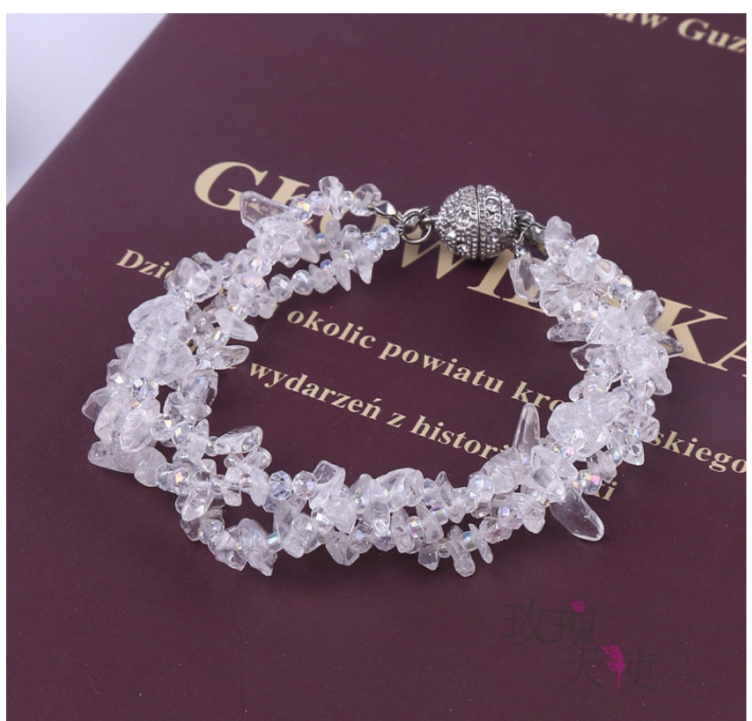 Cristal natural grava ágata pulsera mujer multicapa imán hebilla pulsera burst undefined