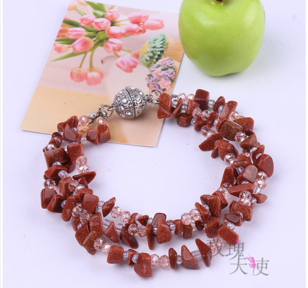 Cristal natural grava ágata pulsera mujer multicapa imán hebilla pulsera burst Specification image