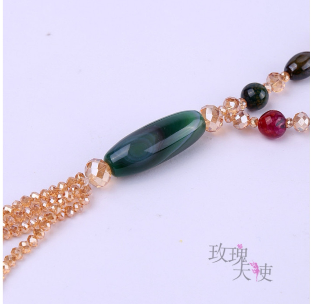 Crystal agate necklace for women, Korean style fashionable sweater chain, long Mother's Day gift undefined