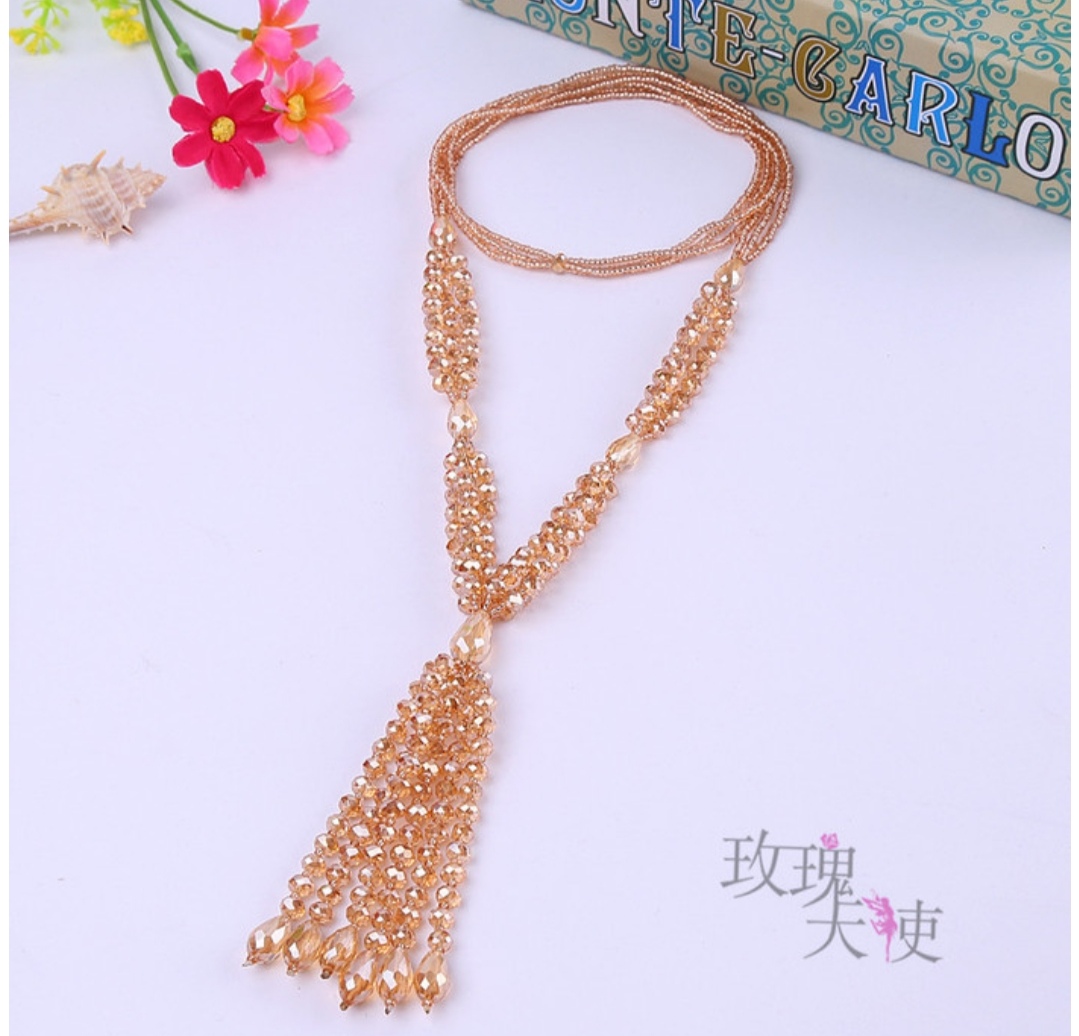 Crystal necklace, Korean style fashionable tassel sweater chain, long and versatile Mother's Day gift Application Scenario