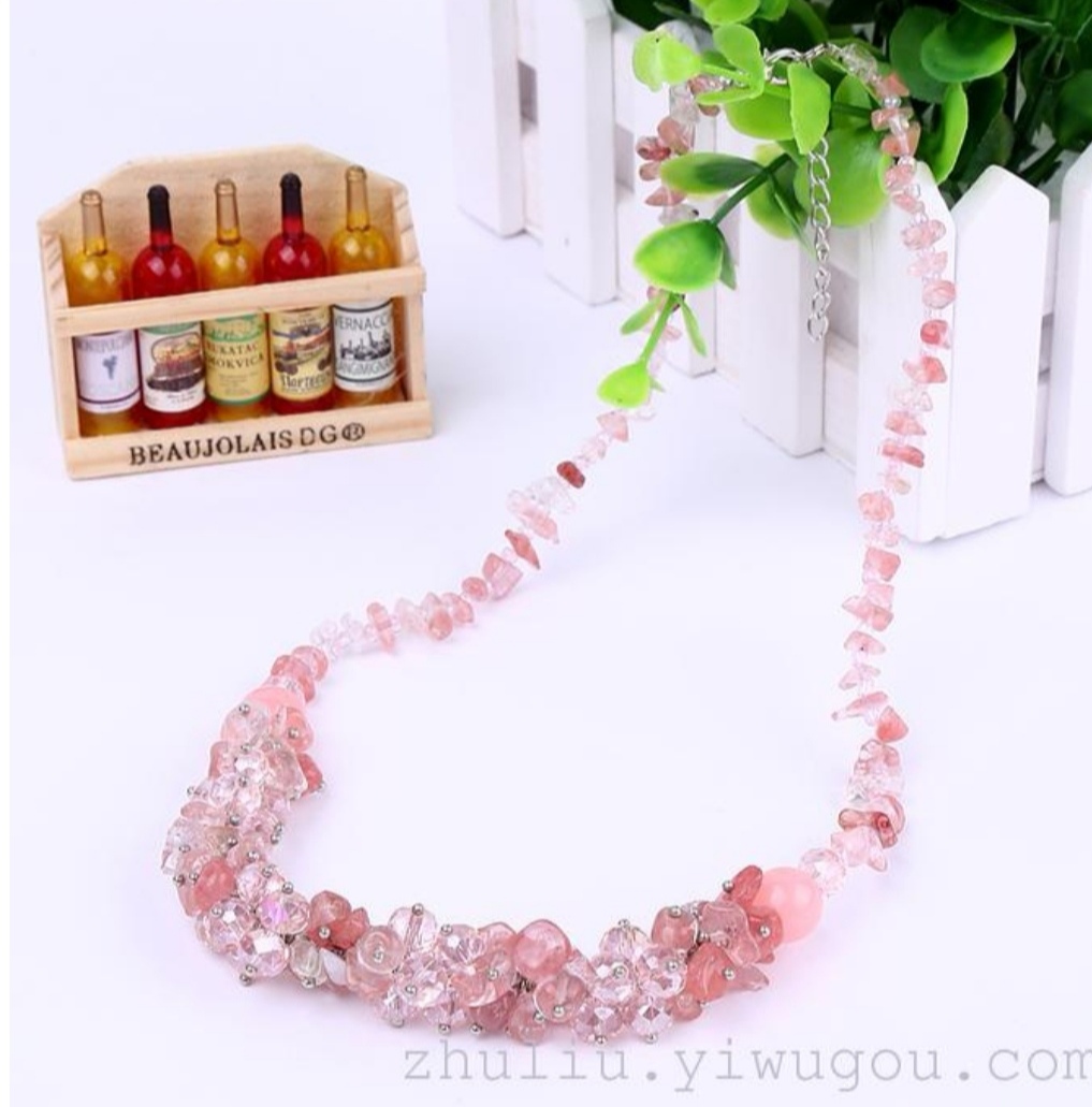 Rose Angel Handmade Fashion Natural crushed stone agate crystal necklace collarbone chain undefined