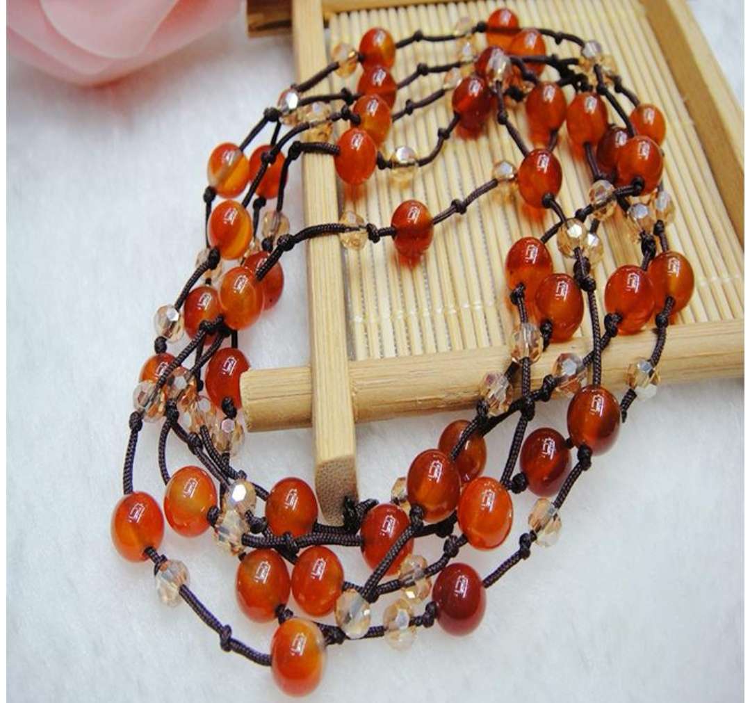 Bohemian multi-layer agate crystal short necklace, women's fashionable dress accessory, versatile retro gift for women undefined