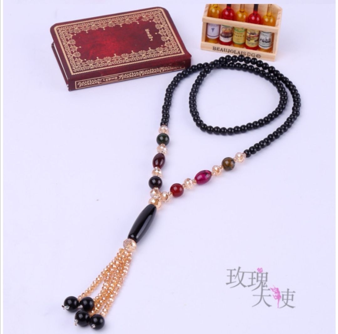 Crystal agate necklace for women, Korean style fashionable sweater chain, long Mother's Day gift details Picture