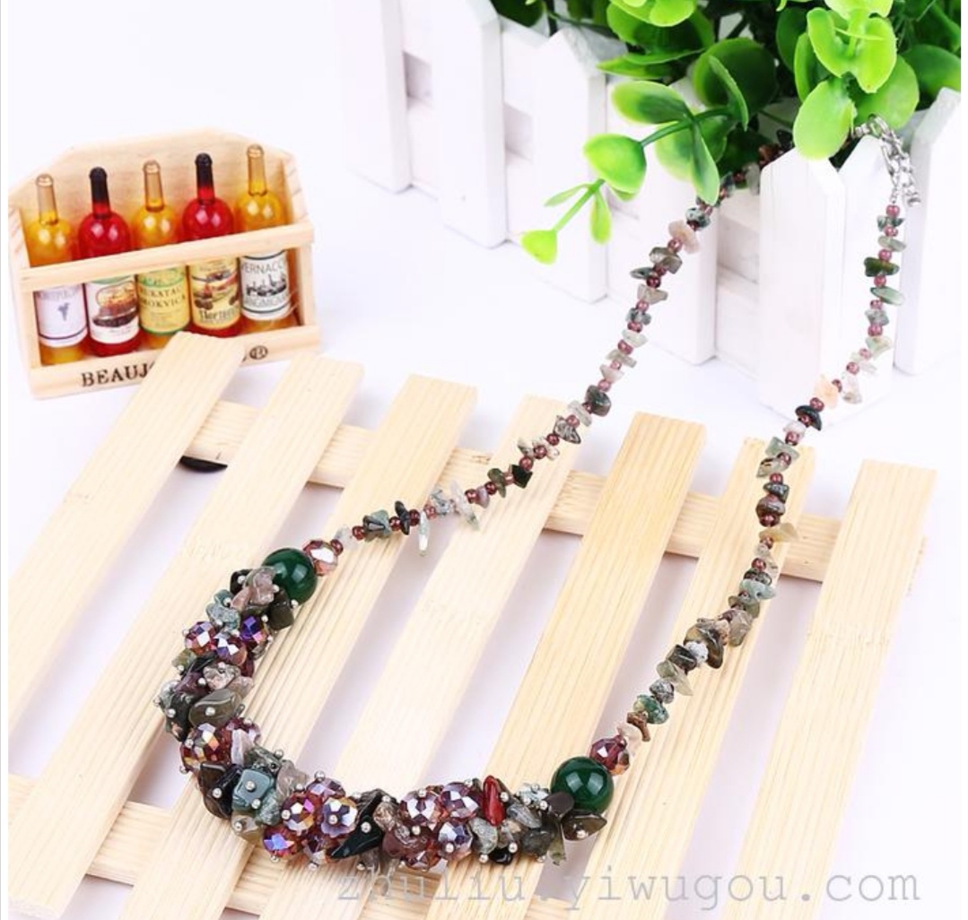 Rose Angel Handmade Fashion Natural crushed stone agate crystal necklace collarbone chain undefined