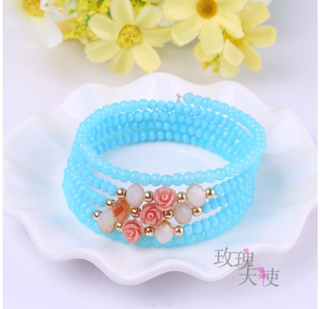 Fashionable Korean-style multi-ring bracelet accessories, rose women's bracelet, natural stone agate crystal bracelet, bestsellers