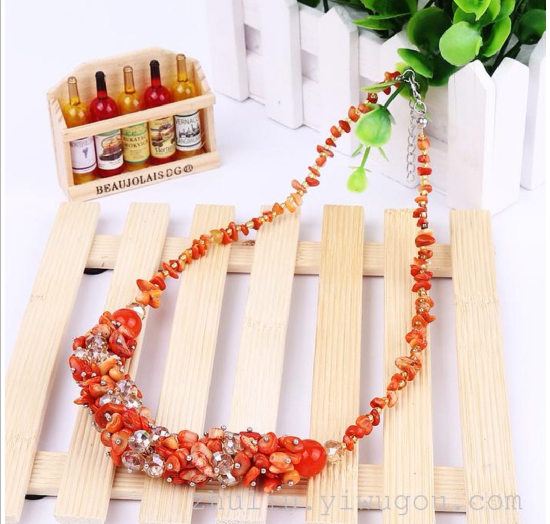 Rose Angel Handmade Fashion Natural crushed stone agate crystal necklace collarbone chain undefined