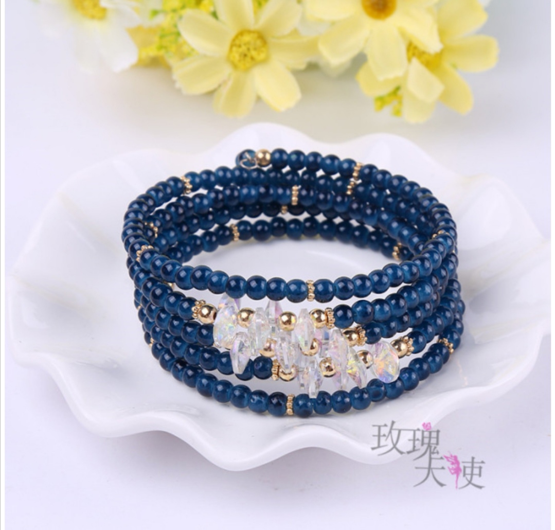 Fashionable Korean-style multi-ring bracelet accessories, rose women's bracelet, natural stone agate crystal bracelet, bestsellers