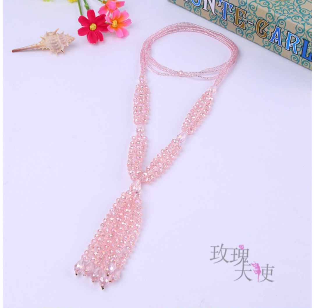 Crystal necklace, Korean style fashionable tassel sweater chain, long and versatile Mother's Day gift Item Picture