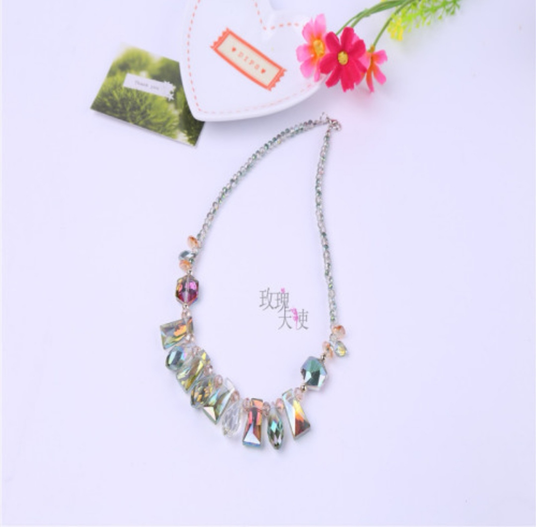 Rose Angel Korean version fashionable Ocean Heart Necklace Square diamond collarbone chain accessory wholesale details Picture
