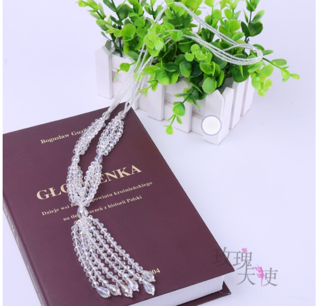 Crystal necklace, Korean style fashionable tassel sweater chain, long and versatile Mother's Day gift undefined