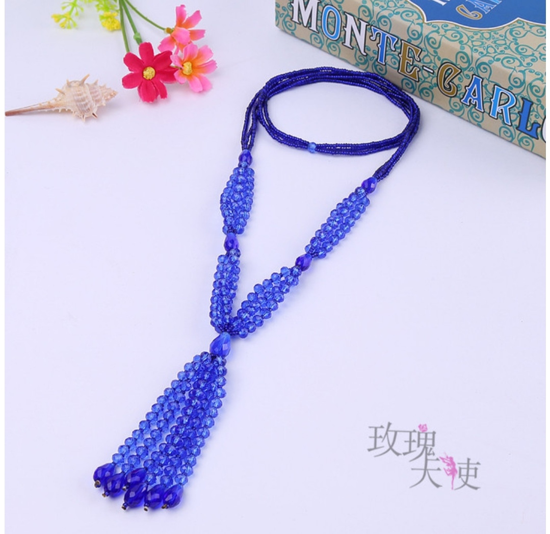 Crystal necklace, Korean style fashionable tassel sweater chain, long and versatile Mother's Day gift undefined