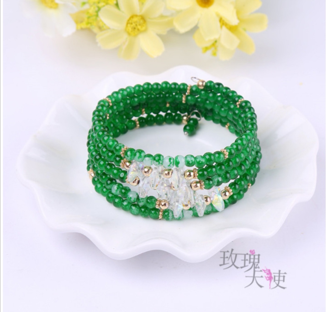 Fashionable Korean-style multi-ring bracelet accessories, rose women's bracelet, natural stone agate crystal bracelet, bestsellers