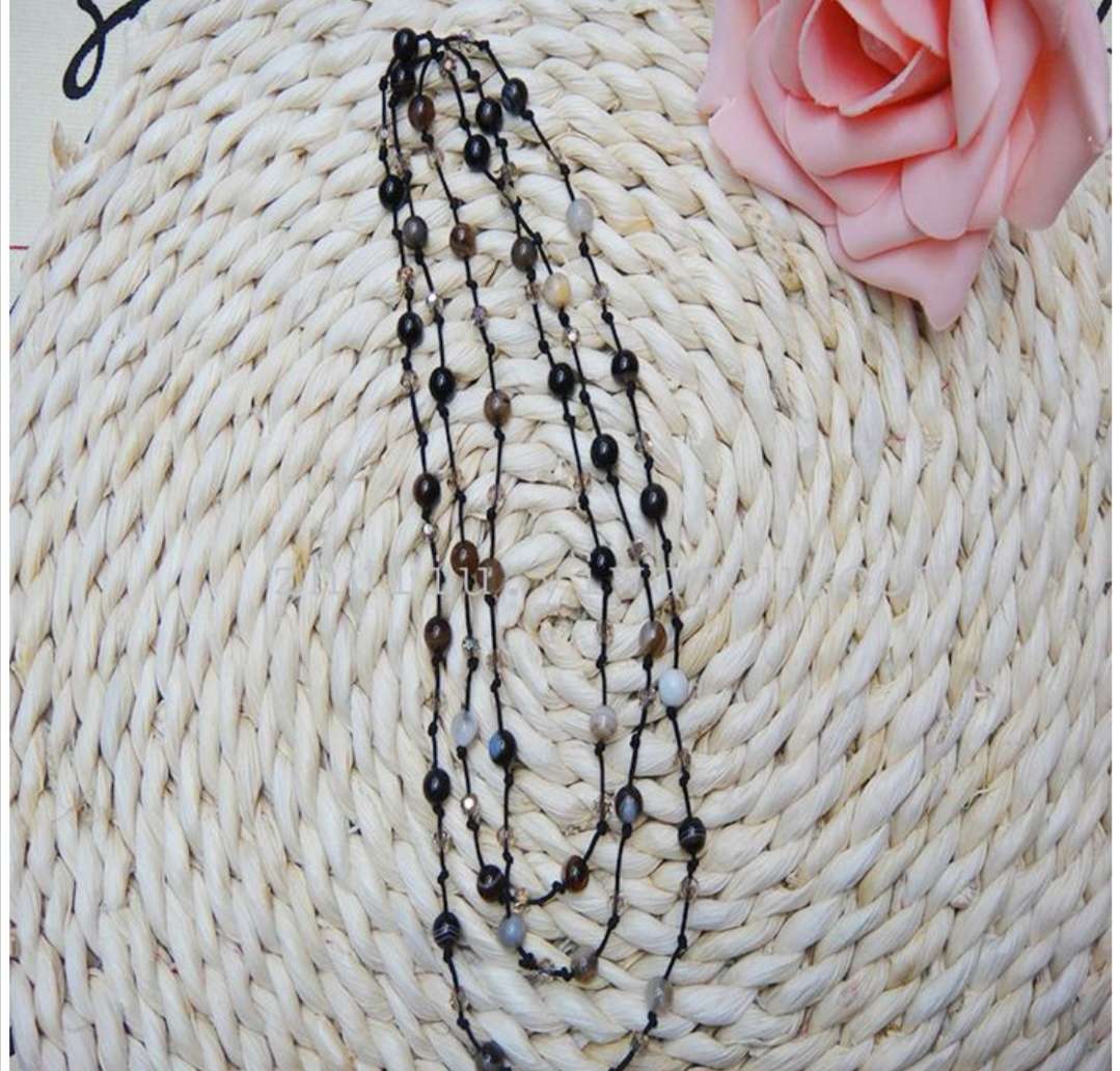 Bohemian multi-layer agate crystal short necklace, women's fashionable dress accessory, versatile retro gift for women undefined