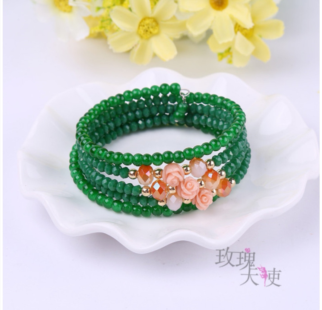 Fashionable Korean-style multi-ring bracelet accessories, rose women's bracelet, natural stone agate crystal bracelet, bestsellers