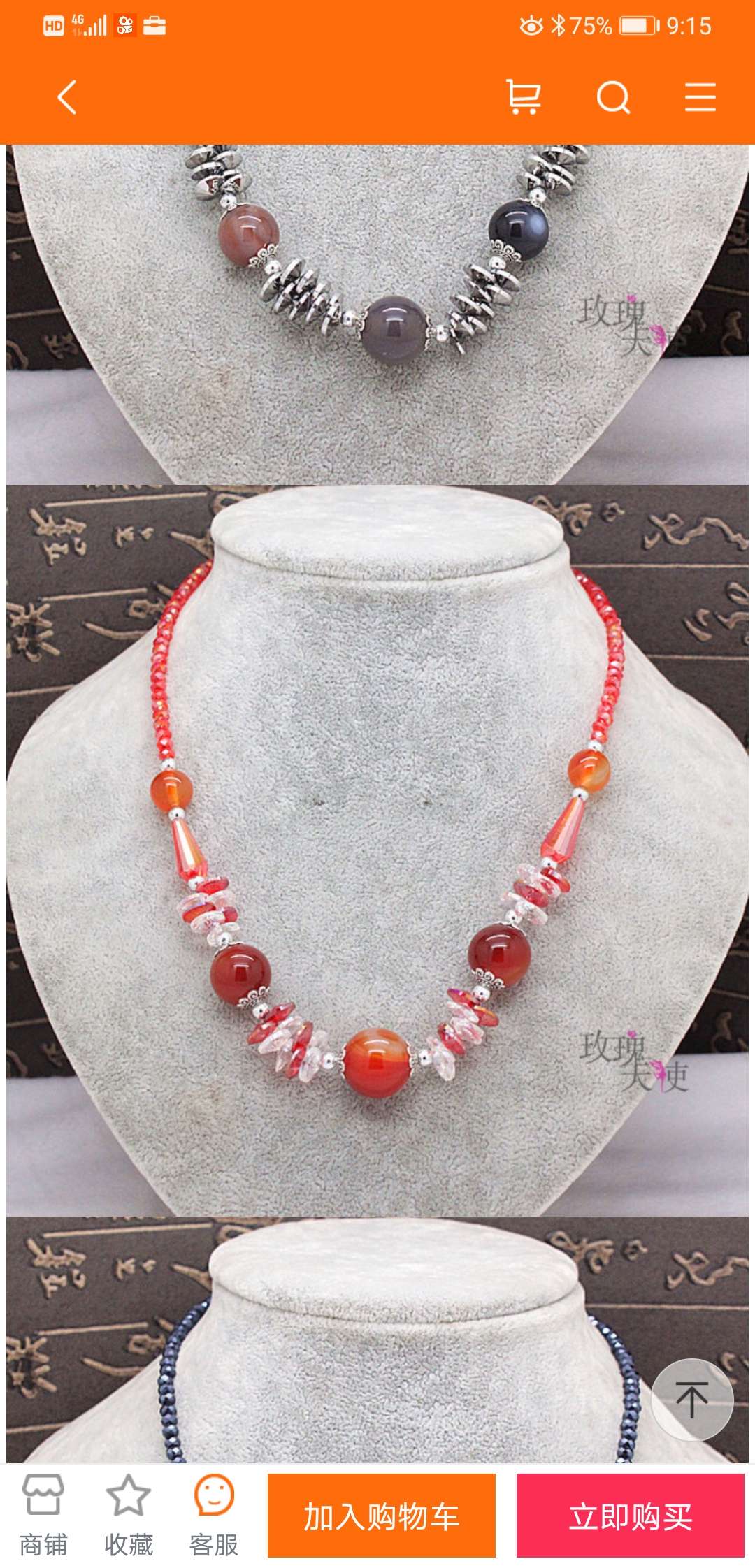 Alto grado original cristal natural perlas de ágata europa y américa collar popular