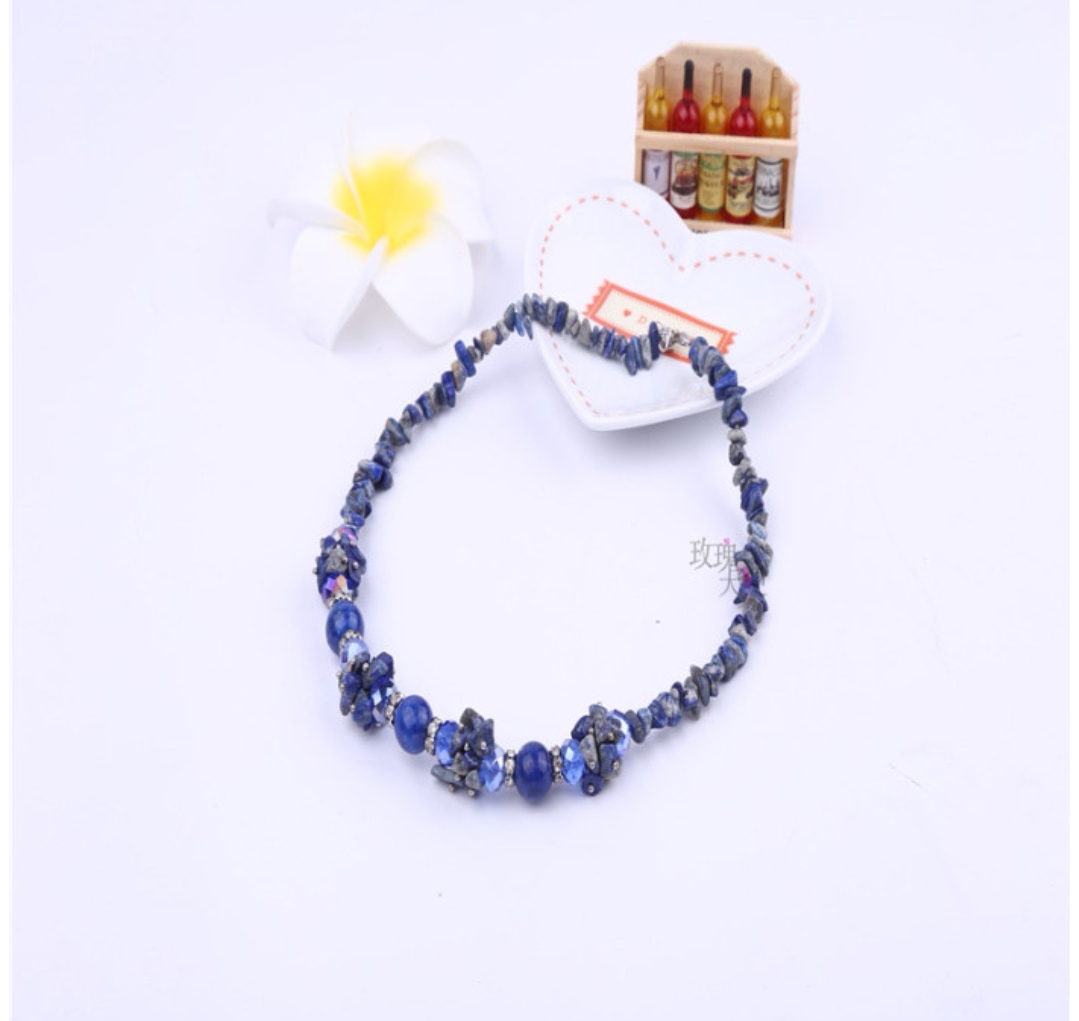 New European and American style luxurious crystal short chain, versatile and personalized long sweater chain collarbone chain Specification image