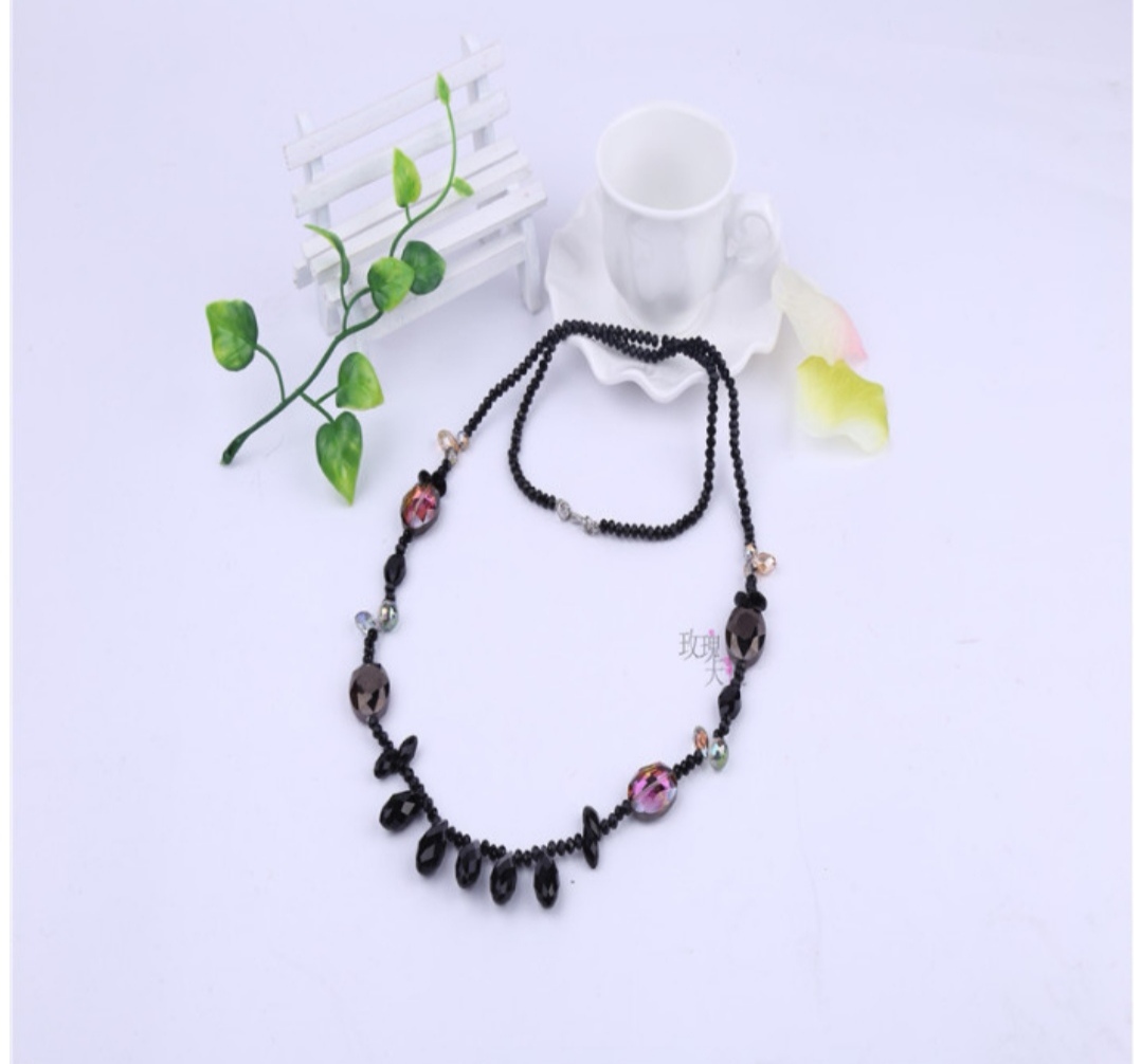 Rose Angel Classic handcrafted crystal beaded long versatile sweater chain water drop Necklace, a best-selling women's accessory details Picture