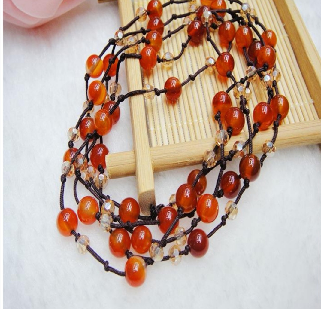 Bohemian multi-layer agate crystal short necklace, women's fashionable dress accessory, versatile retro gift for women Item Picture