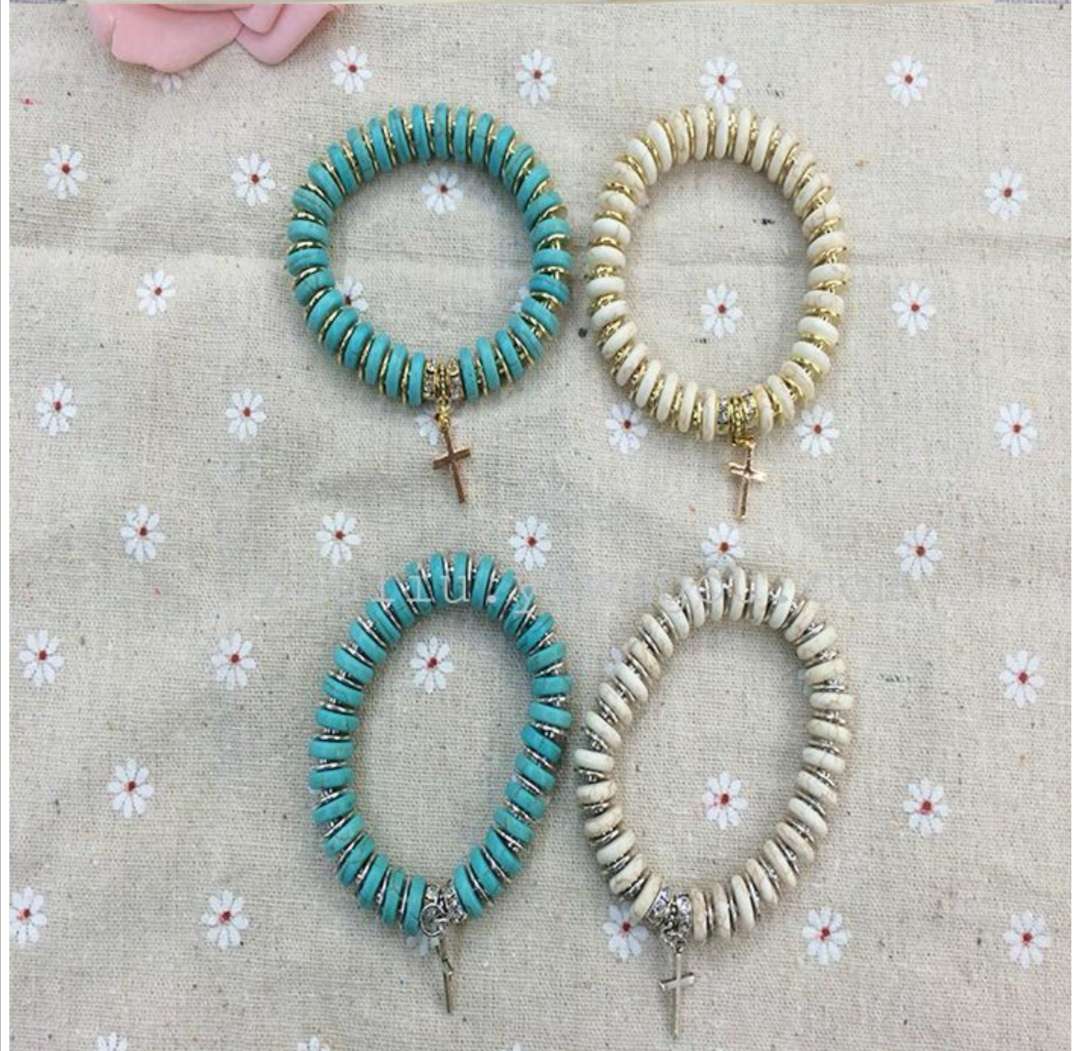 Rose Angel handcrafted classic European and American turquoise bracelet cross bracelet Item Picture